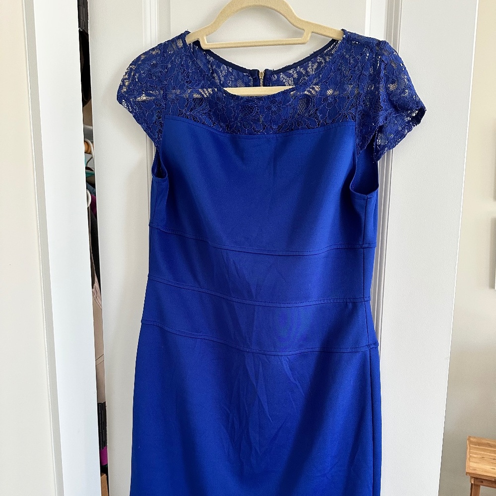 Nordstrom blue bodycon lace spandex wedding guest dress